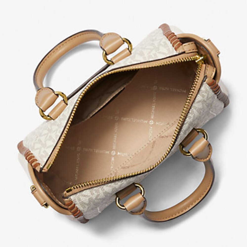 $79 Michael Michael Kors Lt Cream/Sag Multi Ex-Small Signature Logo Satchel - Picture 3 of 8